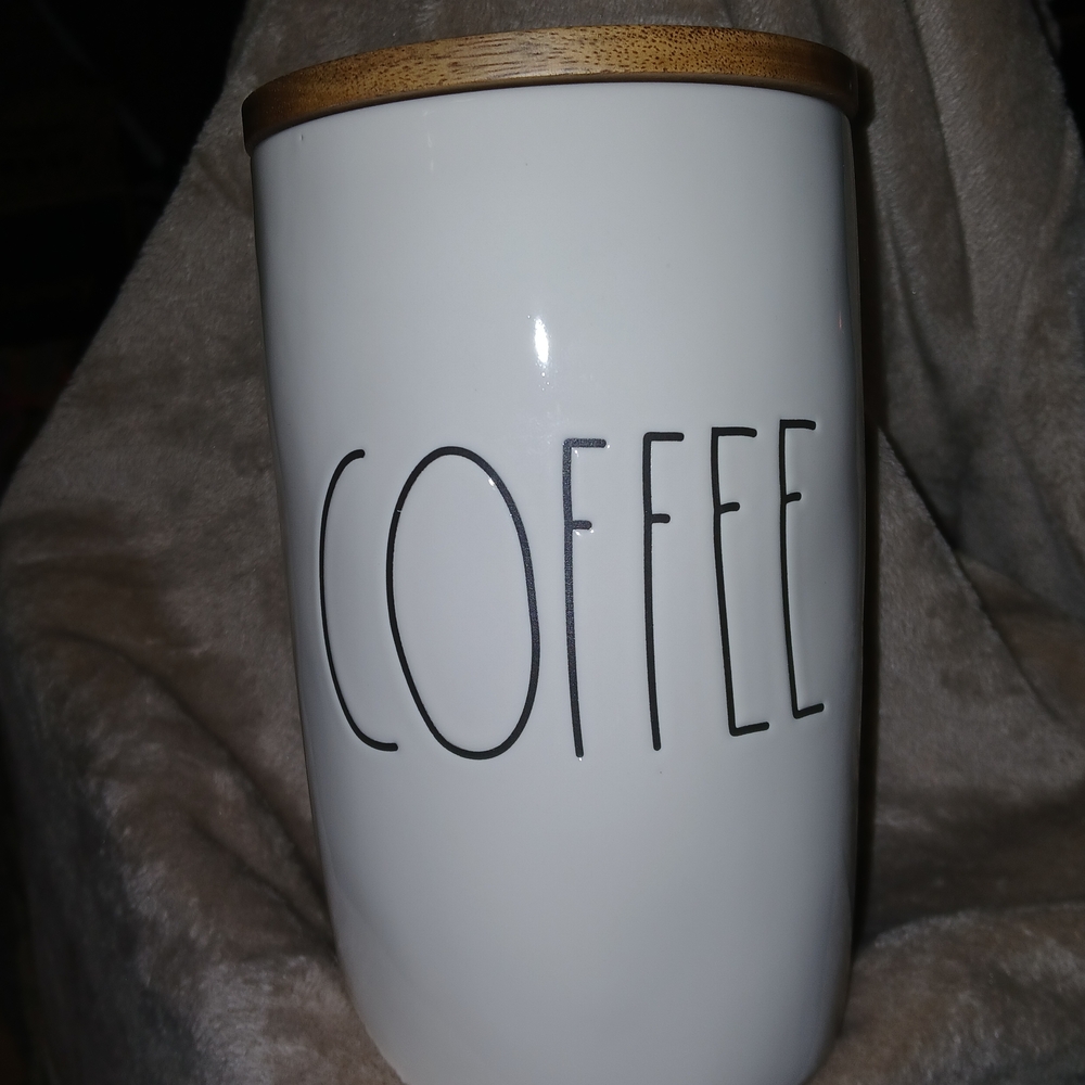 White Coffee Cellar with Wooden Lid